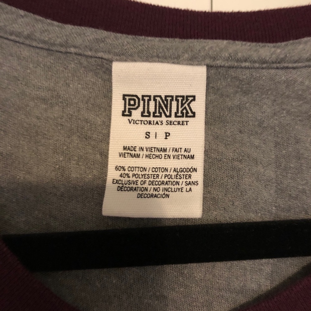 PINK Maroon 3/4 length sleeve tee - Picture 6 of 6